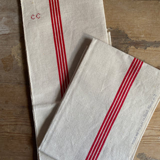 Pair Of Vintage French Linen Tea Towels