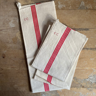Pair Of Vintage French Linen Tea Towels