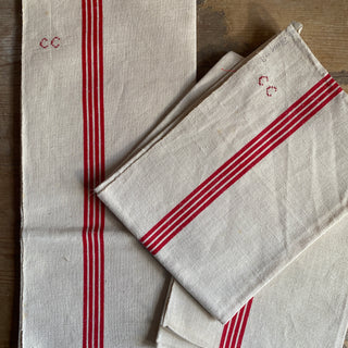 Pair Of Vintage French Linen Tea Towels