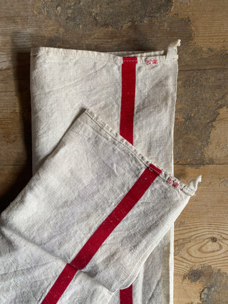 Pair Of Vintage French Linen Tea Towels