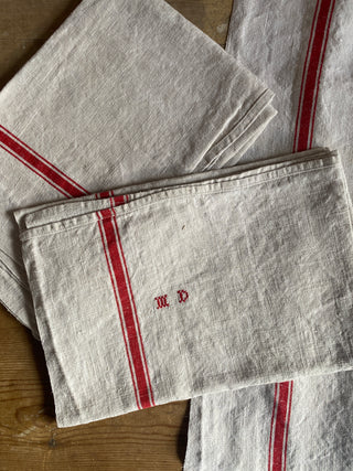 Trio Of Vintage French Linen Tea Towels
