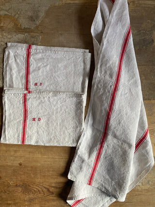 Trio Of Vintage French Linen Tea Towels