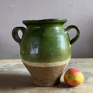 Large Antique Green Glazed Confit Pot