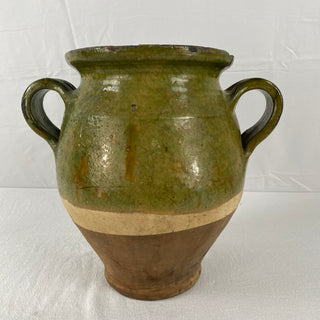 Large Antique Green Glazed Confit Pot