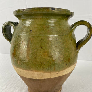 Large Antique Green Glazed Confit Pot