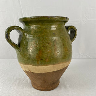 Large Antique Green Glazed Confit Pot