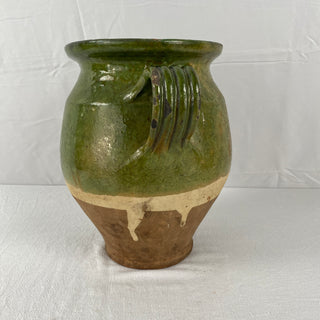 Large Antique Green Glazed Confit Pot
