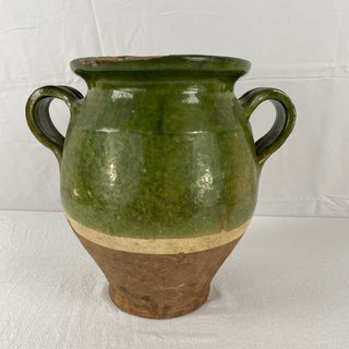 Large Antique Green Glazed Confit Pot