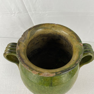 Large Antique Green Glazed Confit Pot