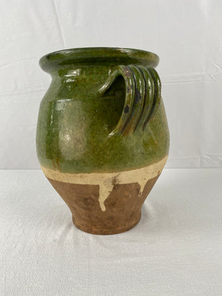 Large Antique Green Glazed Confit Pot