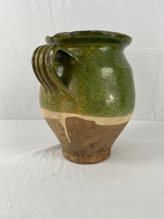 Large Antique Green Glazed Confit Pot