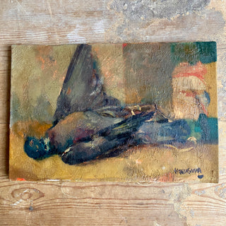 Antique Wood-Pigeon Oil On Canvas