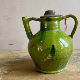 Antique French Green Glazed Cruche