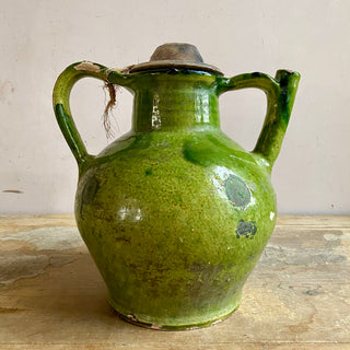 Antique French Green Glazed Cruche