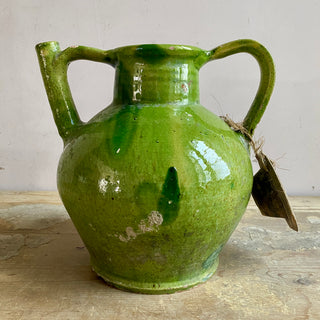 Antique French Green Glazed Cruche