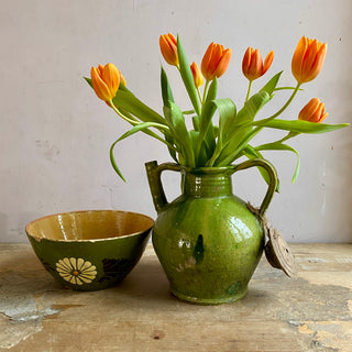 Antique French Green Glazed Cruche