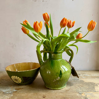 Antique French Green Glazed Cruche