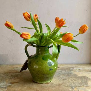 Antique French Green Glazed Cruche