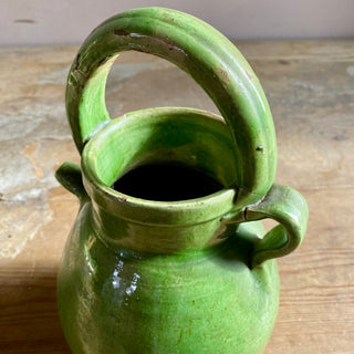 Antique French Green Glazed Cruche