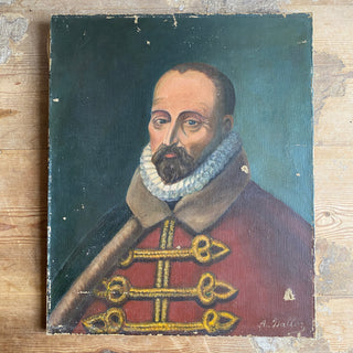 Antique Portrait Of A Noble Gentleman Oil On Canvas