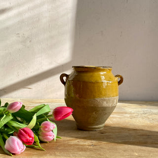 Antique Yellow Glazed Confit Pot - Rare Smaller Size