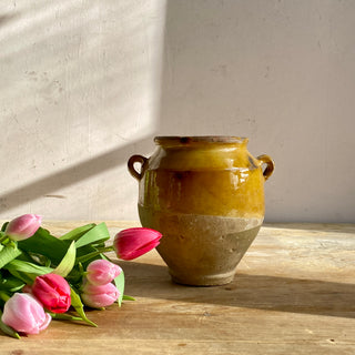 Antique Yellow Glazed Confit Pot - Rare Smaller Size