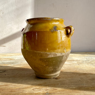 Antique Yellow Glazed Confit Pot - Rare Smaller Size