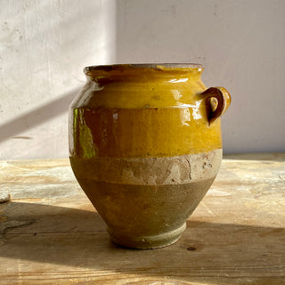 Antique Yellow Glazed Confit Pot - Rare Smaller Size