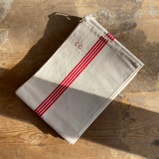 Set Of Four Large Vintage French Linen Tea Towels