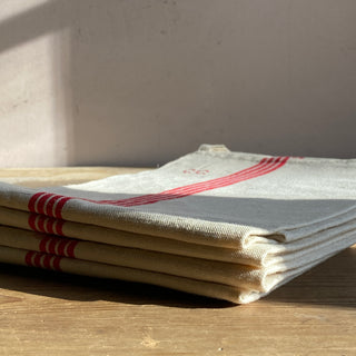 Set Of Four Large Vintage French Linen Tea Towels