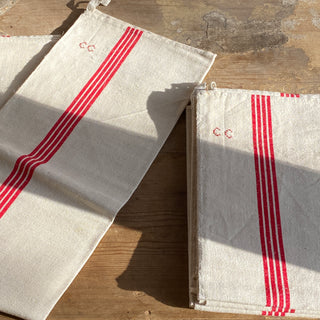 Set Of Four Large Vintage French Linen Tea Towels