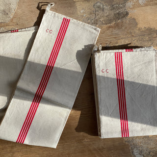 Set Of Four Large Vintage French Linen Tea Towels