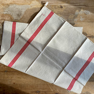 Set Of Four Large Vintage French Linen Tea Towels