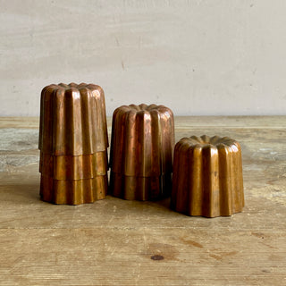 Set of Six Antique French Copper Canelés molds