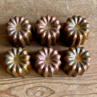 Set of Six Antique French Copper Canelés molds