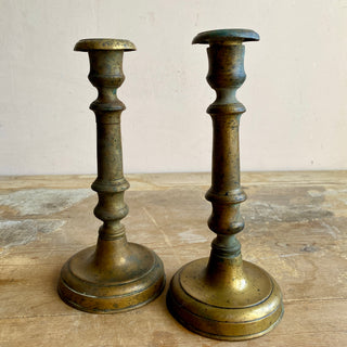 Antique French Brass Candlesticks
