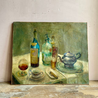 Oil On Canvas Depicting Drinks Table Scene