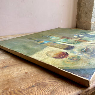 Oil On Canvas Depicting Drinks Table Scene