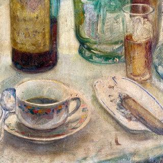 Oil On Canvas Depicting Drinks Table Scene