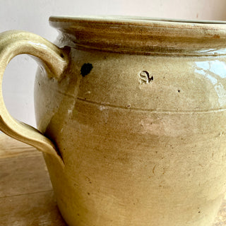 Beige Stoneware Pot à Graisse With Loop Handles