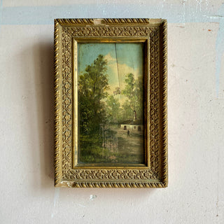 Framed Oil On Wooden Board Depicting Country Scene