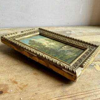 Framed Oil On Wooden Board Depicting Country Scene