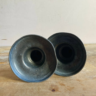 Pair Of Antique French Pewter Candlesticks