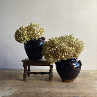 Pair of Antique French Brown Glazed Confit Pots