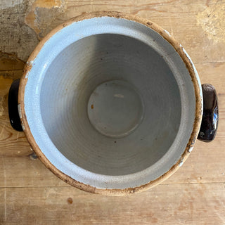 Pair of Antique French Brown Glazed Confit Pots