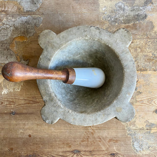 Antique French Large Marble Mortar & Pestle