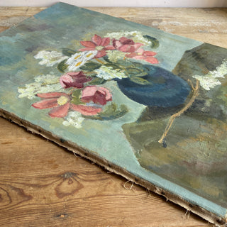 Antique Floral Oil On Canvas