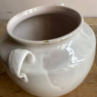 Antique French White Glazed Martres-Tolosane Confit Pot With Lid