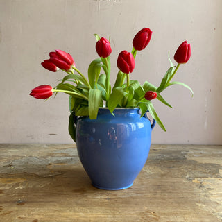 Antique French Blue Glazed Martres-Tolosane Confit Pot With Lid