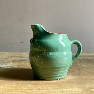 Vintage French Glazed Green Water Jug